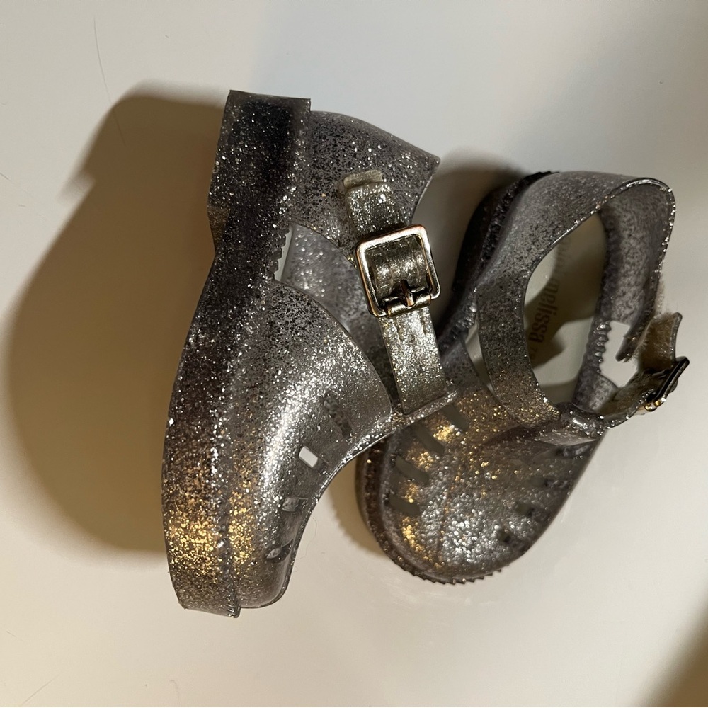 Sparkly Mini Melissa Silver Kids Possession Sandals size 3
